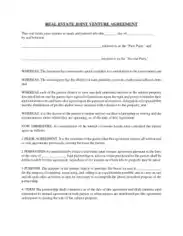 Real Estate Joint Venture Partnership Agreement Template