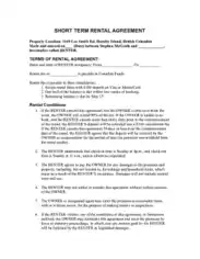 Free Download PDF Books, Short Term Rental Agreement Sample Template