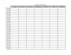 Free Download PDF Books, Weekly Activity Log Format Template