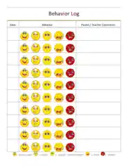 Behavior Smiley Face Log Template
