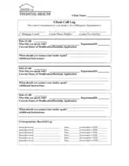 Free Client Call Log Template