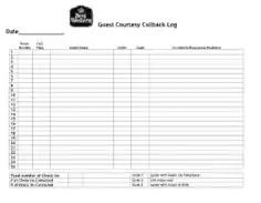 Guest Courtesy Callback Log Template