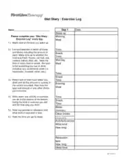 Diet Diary and Exercise Log Sheet Template