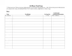 Free Download PDF Books, 24 Hour Food Log Template