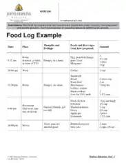 Diabetic Food Log Example Template
