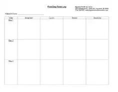 Five Day Food Log Template