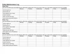 Free Download PDF Books, Daily Maintenance Log Sheet Template