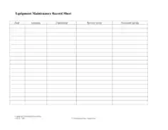 Equipment Maintenance Record  Sheet Template