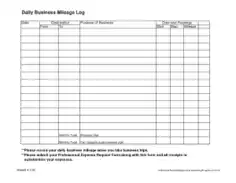 Daily Business Mileage Log Template