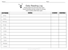 Free Download PDF Books, Daily Reading Log Format Template