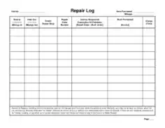 Free Download PDF Books, Automobile Repair Log Template