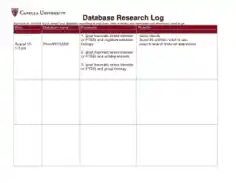 Database Research Log Template