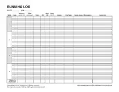 Printable Running Log Template