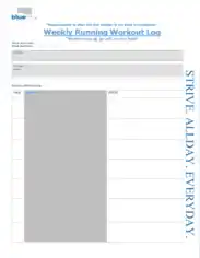 Free Download PDF Books, Weekly Running Workout Log Template