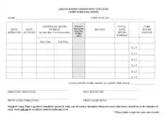 Grand Rapids Community College Comp Time Log Sheet Template