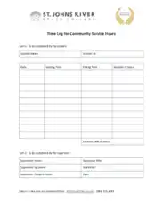 Free Download PDF Books, Time Log for Community Service Hours Template