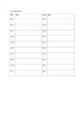Free Download PDF Books, Time Log Numbers Template