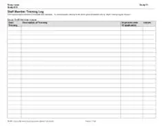 Free Download PDF Books, Staff Member Training Log Template
