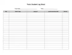 Tutor Student Log Sheet Template