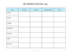 Free Download PDF Books, My Weekly Exercise Log Template