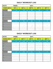 Free Download PDF Books, Daily Workout Log Template