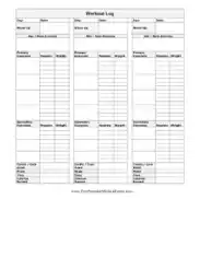 Free Download PDF Books, Exercise Log Template
