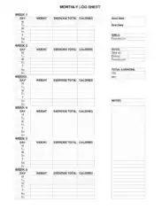 Sample Monthly Workout Log Sheet Template