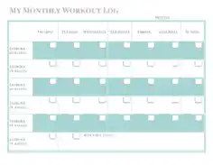 My Monthly Workout Log Template