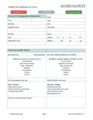 Free Download PDF Books, Sample Health Risk Assessment Form Template