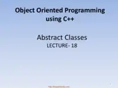 Free Download PDF Books, Object Oriented Programming Using C++ Abstract Classes – C++ Lecture 18