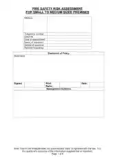 Fire Safety Risk Assessment Form Template