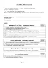 Simple Fire Risk Assessment Form Template