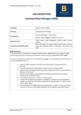 Free Download PDF Books, Retail Assistant Manager Job Description Template