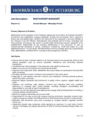 Free Download PDF Books, General Restaurant Manager Job Description Template