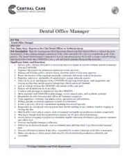 Dental Office Manager Job Description Template