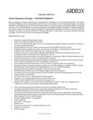 Free Download PDF Books, Payroll Operations Manager Job Description Template