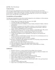 Dairy Plant Manager Job Description Example Template