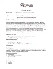 Free Download PDF Books, Manufacturing Production Manager Job Description Template