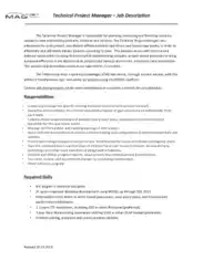 Free Download PDF Books, Technical Project Manager Job Description Template