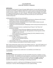 Free Download PDF Books, Assistant Property Manager Job Description Template