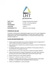 Property Management Administrative Assistant Job Description Template