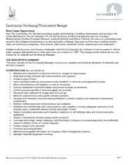 Construction Purchasing and Procurement Manager Job Description Template
