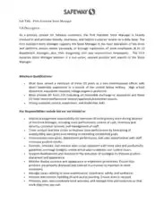 First Assistant Store Manager Job Description Template