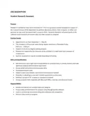 Free Download PDF Books, Student Research Assistant Job Description Template