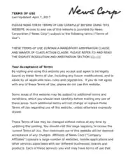 Website for News Terms and Conditions Template