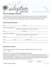 Free Download PDF Books, Adoption Preference Worksheet Template