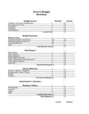 Free Download PDF Books, Church Planting Budget Woorksheet Sample Template