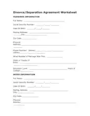 Free Download PDF Books, Divorce Separation Agreement Worksheet Template