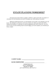 Standard Estate Planning Worksheet Template