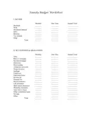Free Download PDF Books, Family Budget Worksheet Template